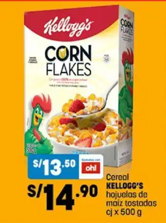 Plaza Vea Kellogg's Cereal hojuelas de maiz tostadas cj x 500g oferta