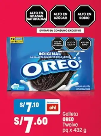 Plaza Vea Oreo Galleta Twelve pq x 432g oferta