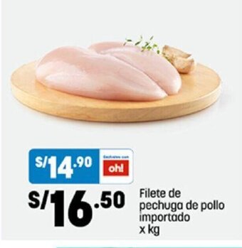 Plaza Vea Filete de pechuga de pollo importado x kg oferta