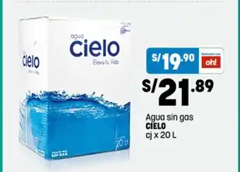 Plaza Vea Cielo Agua sin gas cj x 20 L oferta