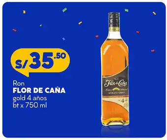 Plaza Vea Flor de caña Ron gold 4 años bt x 750 ml oferta