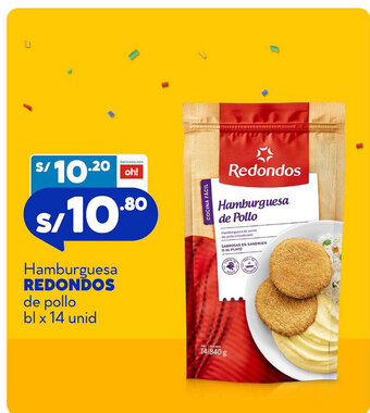 Plaza Vea Redondos Hamburguesa de pollo bl x 14 unid oferta
