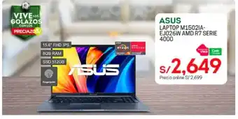 Tottus Asus Laptop M1502IA-EJ026W AMD R7 Serie 4000 oferta