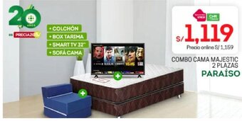 Tottus Paraiso Combo Cama Majestic 2 Plazas oferta