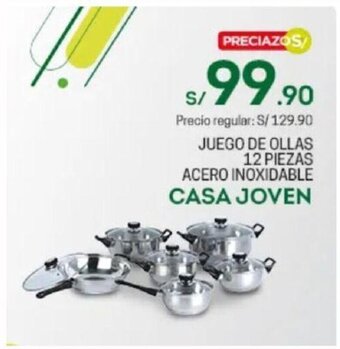 Tottus Casa Joven Juego de Ollas 12 Piezas Acero Inoxidable oferta