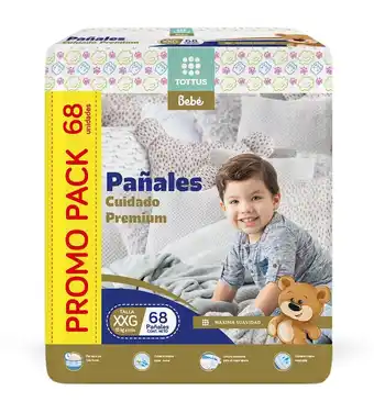 Tottus Pack pañal tottus cuidado premium xxg 68 unidades oferta