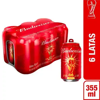 Tottus Cerveza budweiser fifa world cup 6 unidades oferta