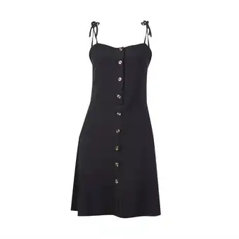 Tottus Vestido rib botones mujer l negro oferta