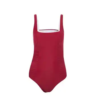 Tottus Ropa de baño color entero mujer xl guinda oferta