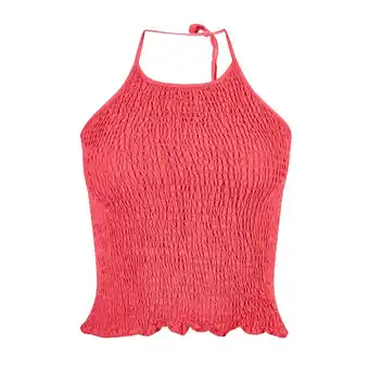 Tottus Blusa panal halter mujer m guinda claro oferta