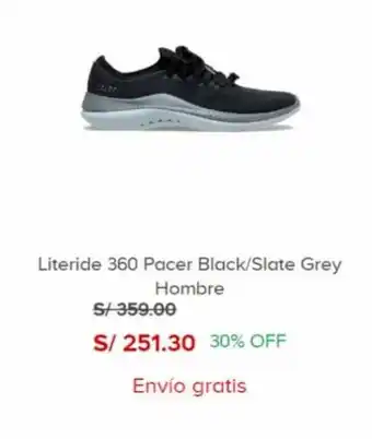 Crocs Literide 360 Pacer Black / Slate Grey Hombre oferta