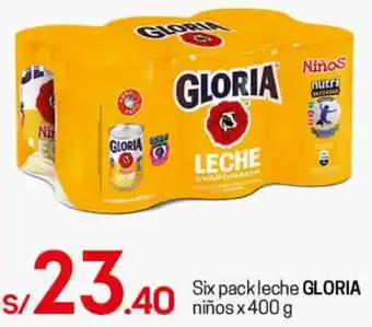 Tottus Six Pack Leche Gloria Niños 400g oferta