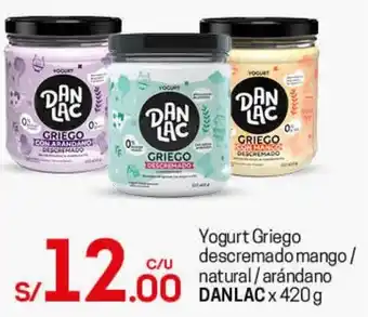 Tottus Yoghurt Griego Descremado Mango/Natural/Arándano Danlac 420g oferta
