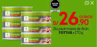 Tottus Six Pack Trozos de Atún Tottus 170g oferta