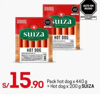 Tottus Pack Hot Dog 440g + Hot Dog 200g Suiza oferta