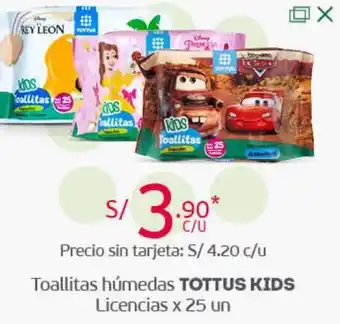 Tottus Toallitas Húmedas Tottus Kids Licencias 25Und oferta