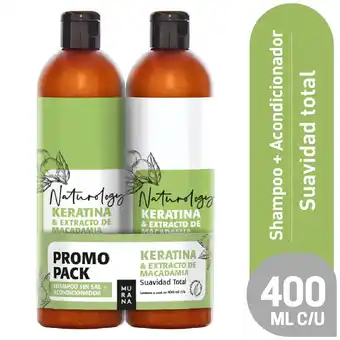 Tottus Pack shampoo + acondicionador keratina murana 400 ml oferta