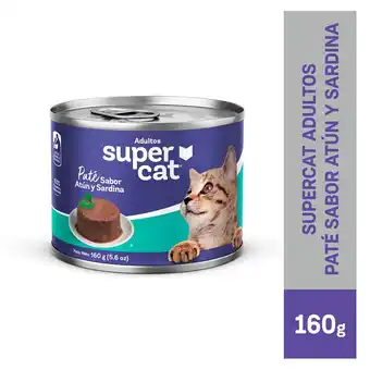 Tottus Paté sabor atún y sardina para gatos supercat adultos 160 g oferta