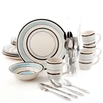 Tottus Set 32 piezas deluxe 12 vajilla + 4 vasos + 16 cubiertos oferta