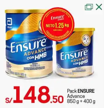 Tottus Pack Ensure Advance 850g+400g oferta