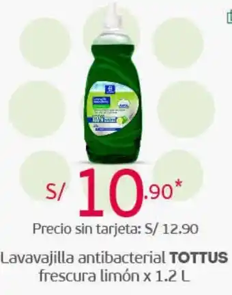 Tottus Lavavajilla Antibacterial Tottus Frescura Limón 1,2L oferta