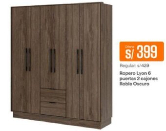 Promart Ropero Lyon 6 Puertas 2 Cajones Roble Oscuro oferta