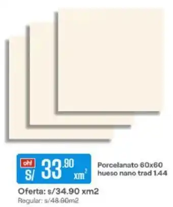 Promart Porcelanato 60x60 Hueso Nano Trad 1,44 oferta