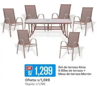 Promart Set de Terraza Alma 6 Sillas de Terraza+ Mesa de Terraza Marrón oferta