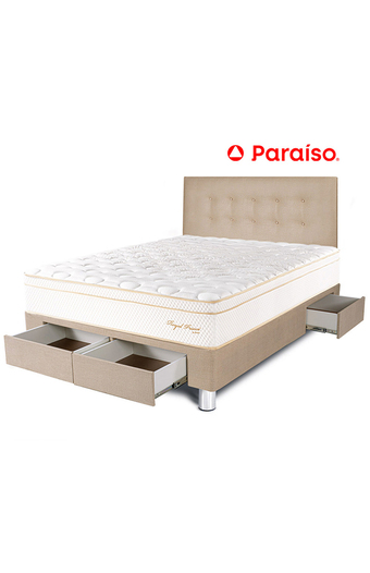 Tiendas EFE Dormitorio cajones royal prince 2 plazas + almohada + protector - champagne oferta
