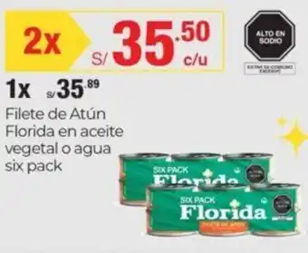 Metro Filete de Atún Florida en Aceite Vegetal o Agua Six Pack oferta