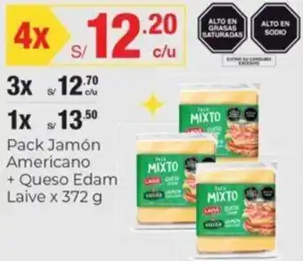 Metro Pack Jamón Americano+Queso Edam Laive 372g oferta