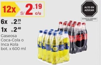 Metro Gaseosa Coca-Cola o Inca Kola 600ml oferta