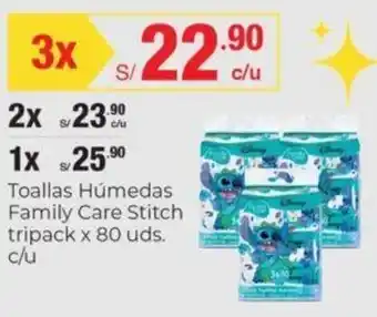 Metro Toallas Húmedas Family Care Stitch Tripack x 80 uds c/u oferta