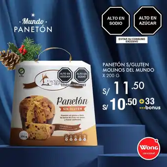 Wong Molinos del Mundo Paneton S/Gluten x 200g oferta