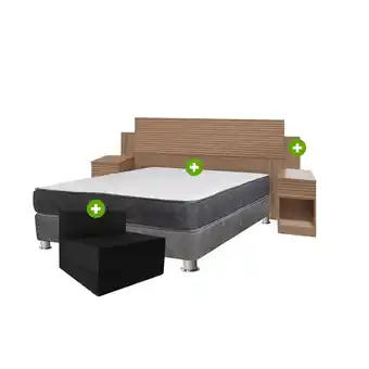 Tottus Combo cama samay 2 plazas + cabecera noche avellana + 2 veladores oferta