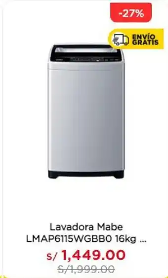 La Curacao Mabe Lavadora LMAP6115WGBBO 16 kg oferta