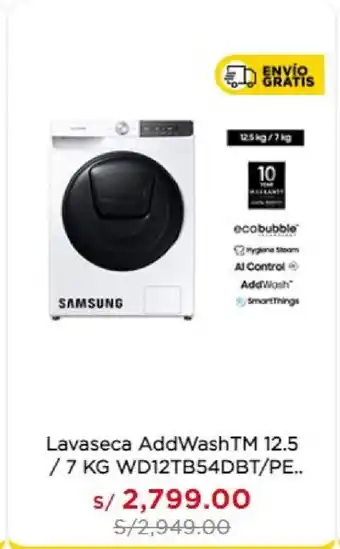 La Curacao Samsung Lavaseca AddWashTM 12.5 / 7 kg WD12TB54DBT oferta