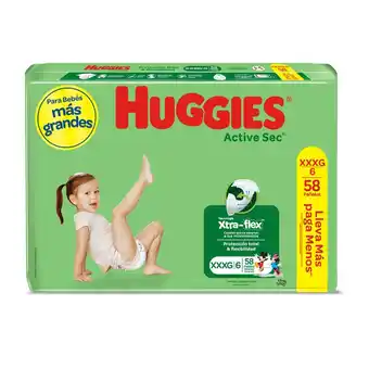 Tottus Pañal huggies active sec xxxg 58 unidades oferta