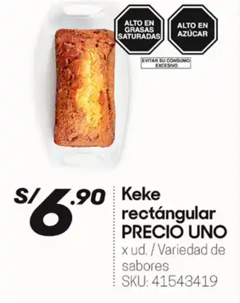 Hiperbodega Precio Uno Keke rectángular PRECIO UNO oferta