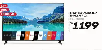 Hiperbodega Precio Uno Tv 55" LED / UHD 4K / thing AI /LG oferta