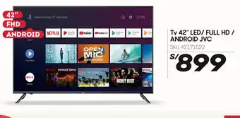 Hiperbodega Precio Uno TV 42" LED/ FULL HD / ANDROID JVC oferta