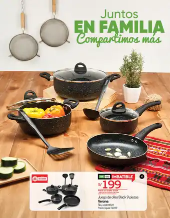 Tottus Juego de ollas black 9 piezas verona oferta