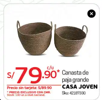 Tottus Canasta de paja grande oferta