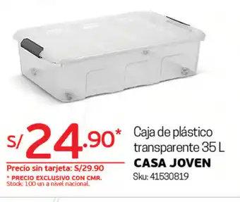 Tottus Caja De Plástico Transparente 35L oferta