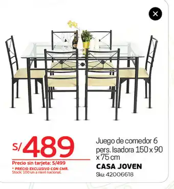 Tottus Juego De Comedor 6 Pers Isadora 150x90 oferta