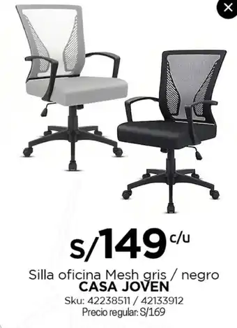 Tottus Silla Oficina Mesh Gris/Negro oferta