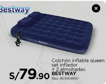 Tottus Colchón Inflable Queen Set Inflador oferta