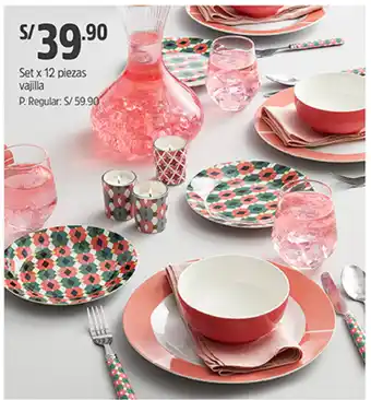 Plaza Vea Set x12 Piezas Vajilla oferta