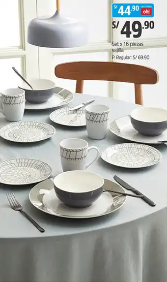 Plaza Vea Set x 16 Piezas Vajilla oferta