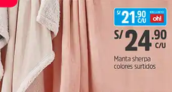 Plaza Vea Manta Sherpa Colores Surtidos oferta